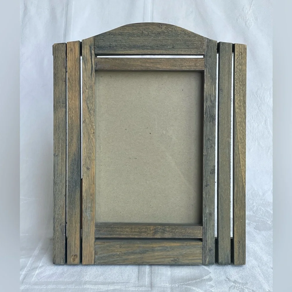 Vintage Wood Slat Picture Frame Rustic Gray Wash Cabin Lodge 5x7 Photo Cabincore